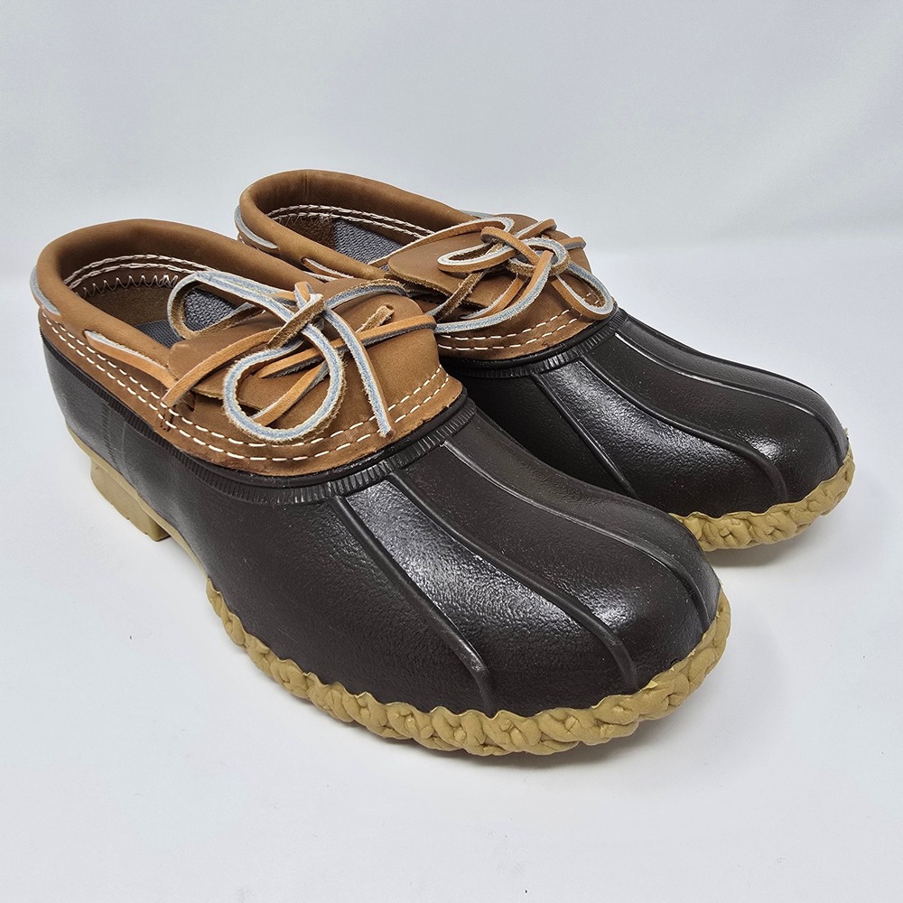 LL Bean Rubber Moc Bean Boots Womens 8 M Brown Tan Low Duck Shoes 175067 USA